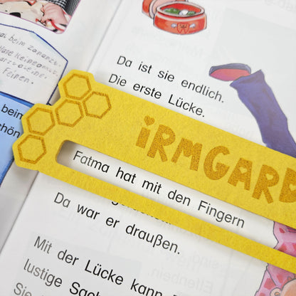 Personalisierte Lesehilfe &quot;Biene&quot; für Leseanfänger zum Schulstart, Einschulung, Schultüte, Schulanfang Grundschule