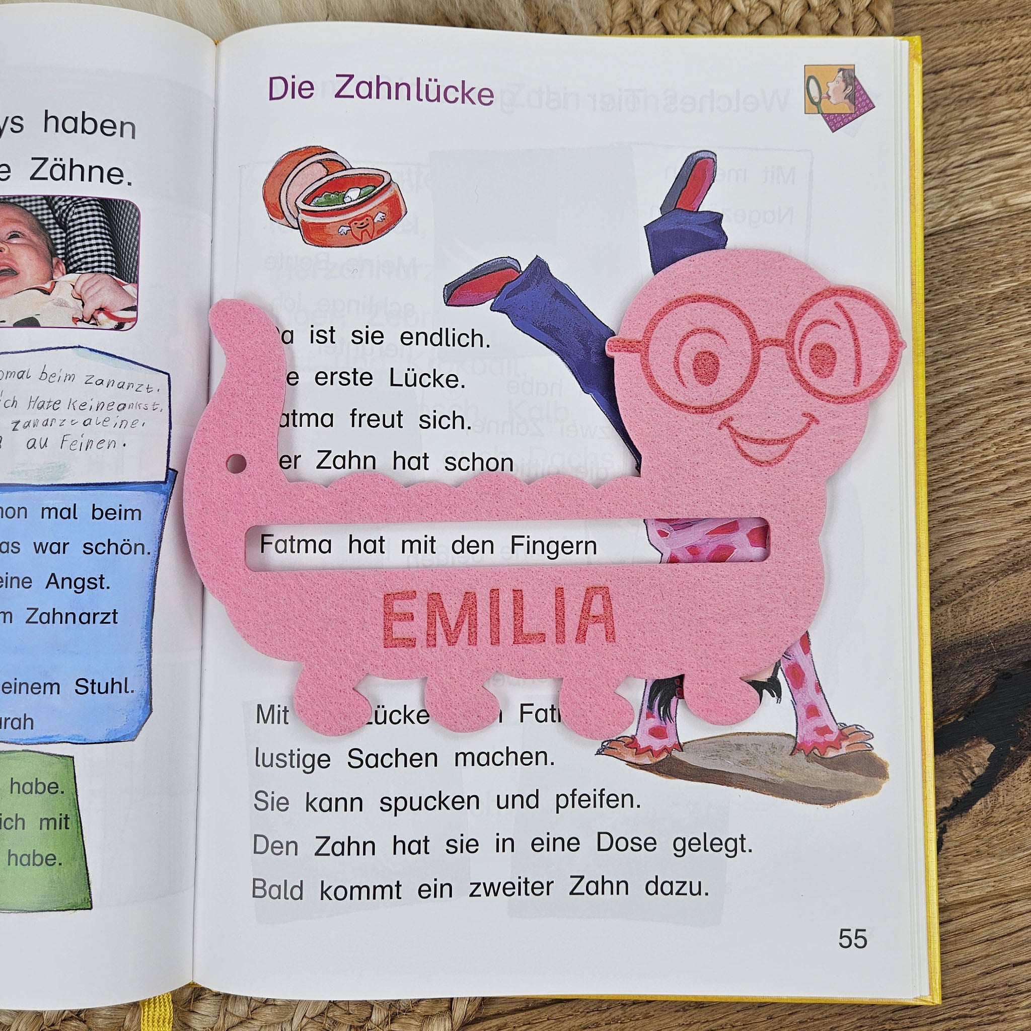Personalisierte Lesehilfe &quot;Bücherwurm&quot; für Leseanfänger zum Schulstart, Einschulung, Schultüte, Schulanfang Grundschule