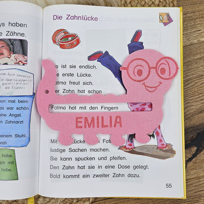 Personalisierte Lesehilfe &quot;Bücherwurm&quot; für Leseanfänger zum Schulstart, Einschulung, Schultüte, Schulanfang Grundschule