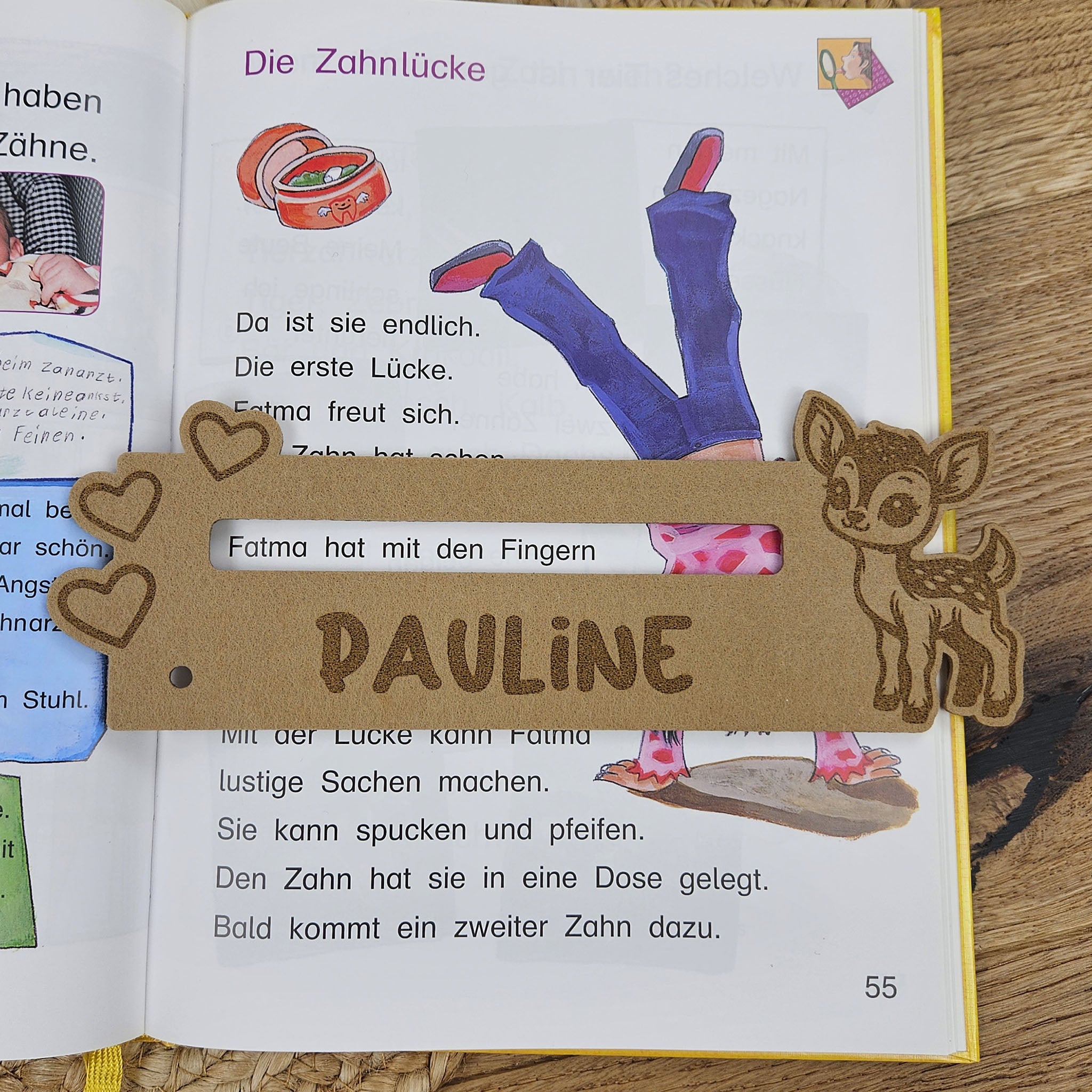 Personalisierte Lesehilfe &quot;Rehkitz&quot; für Leseanfänger zum Schulstart, Einschulung, Schultüte, Schulanfang Grundschule