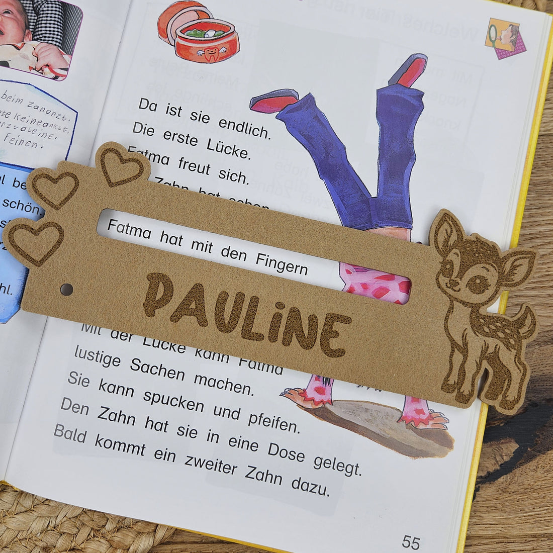 Personalisierte Lesehilfe &quot;Rehkitz&quot; für Leseanfänger zum Schulstart, Einschulung, Schultüte, Schulanfang Grundschule