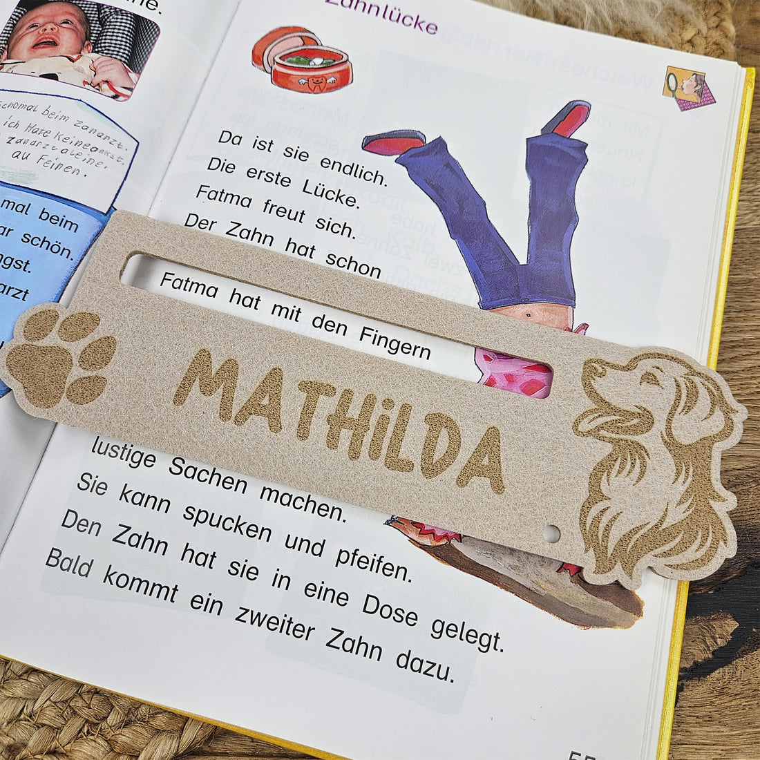Personalisierte Lesehilfe &quot;Hund&quot; für Leseanfänger zum Schulstart, Einschulung, Schultüte, Schulanfang Grundschule