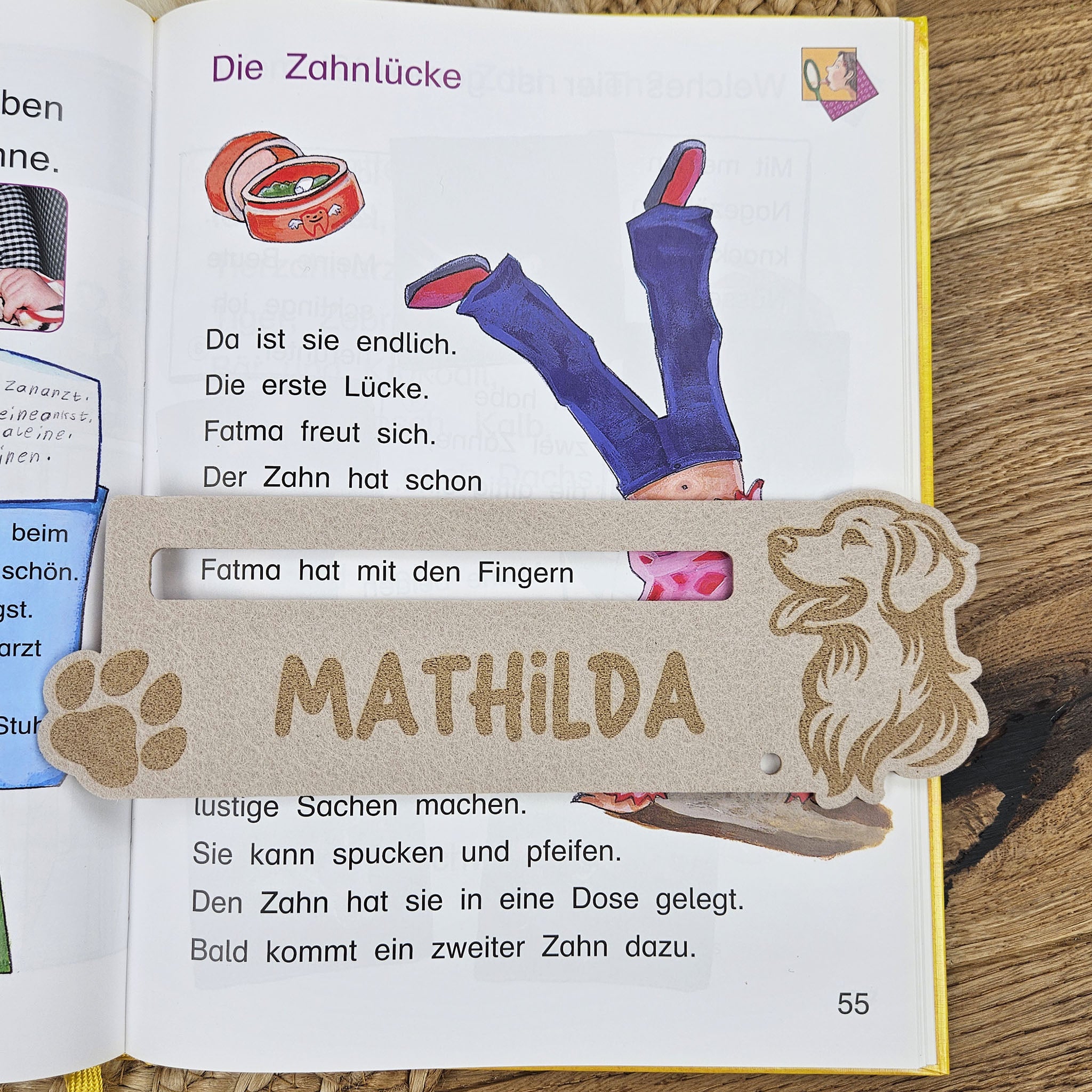 Personalisierte Lesehilfe &quot;Hund&quot; für Leseanfänger zum Schulstart, Einschulung, Schultüte, Schulanfang Grundschule