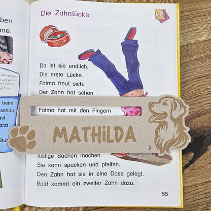 Personalisierte Lesehilfe &quot;Hund&quot; für Leseanfänger zum Schulstart, Einschulung, Schultüte, Schulanfang Grundschule