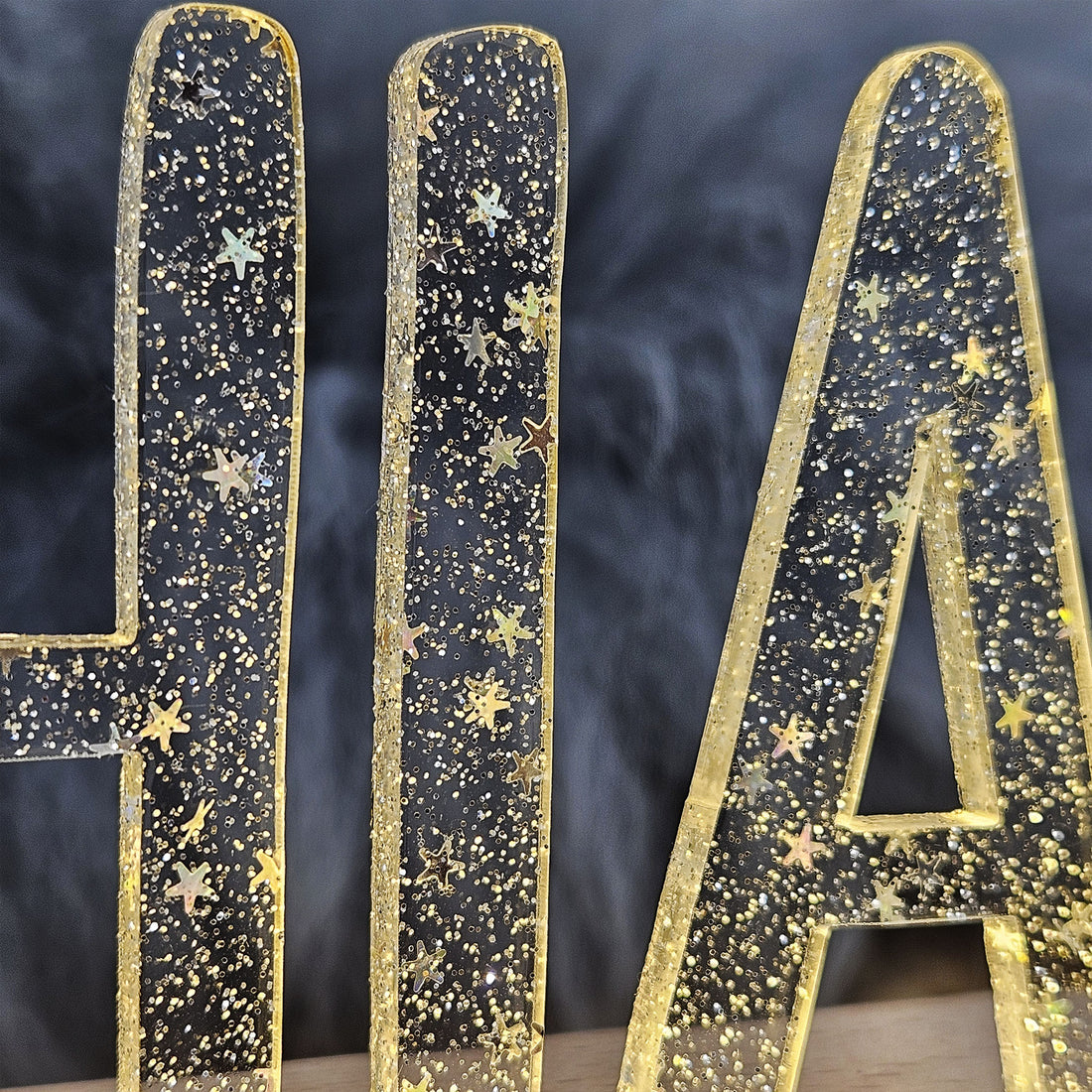 Großes, personalisiertes Nachtlicht Stern-Glitter, LED Lampe mit Wunschname personalisiert