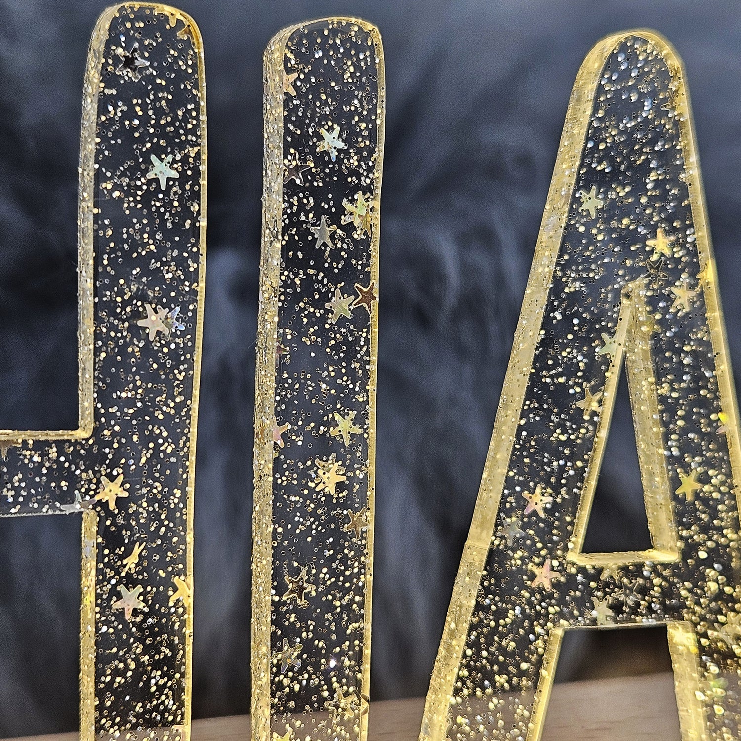 Großes, personalisiertes Nachtlicht Stern-Glitter, LED Lampe mit Wunschname personalisiert