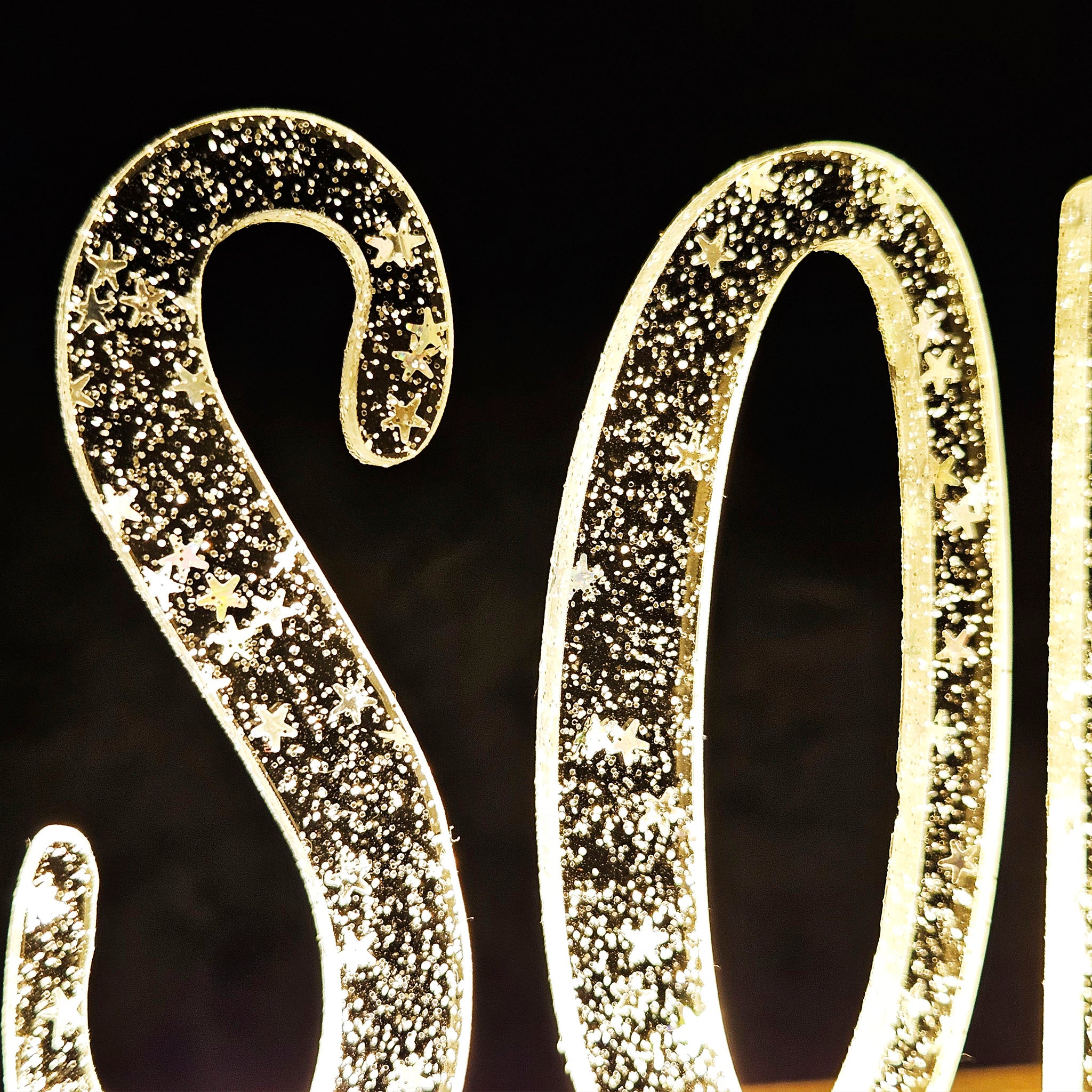 Großes, personalisiertes Nachtlicht Stern-Glitter, LED Lampe mit Wunschname personalisiert