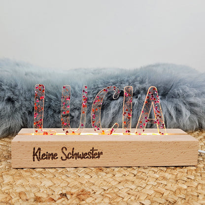Großes, personalisiertes Nachtlicht Herz-Konfetti, LED Lampe mit Wunschname personalisiert