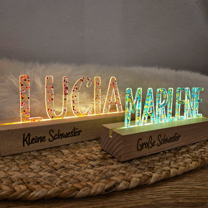 Großes, personalisiertes Nachtlicht Herz-Konfetti, LED Lampe mit Wunschname personalisiert