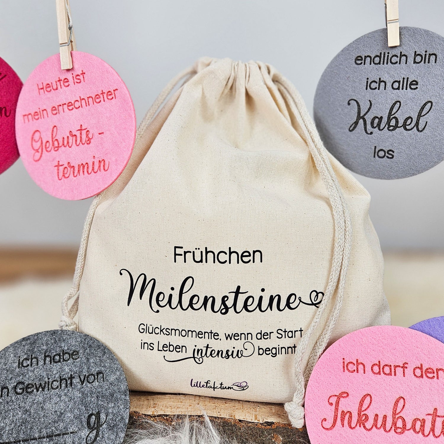Personalisierte Meilensteine für Frühchen aus Filz