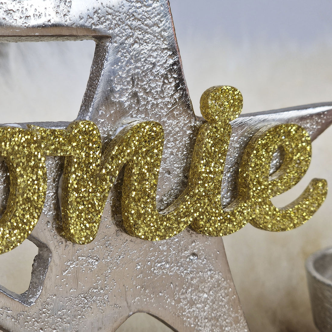Personalisierter, großer Kerzenhalter &quot;Sterne&quot; mit goldener Schrift, Kerzenständer Taufkerze, Kommunionkerze Trauerkerze Sternenkind