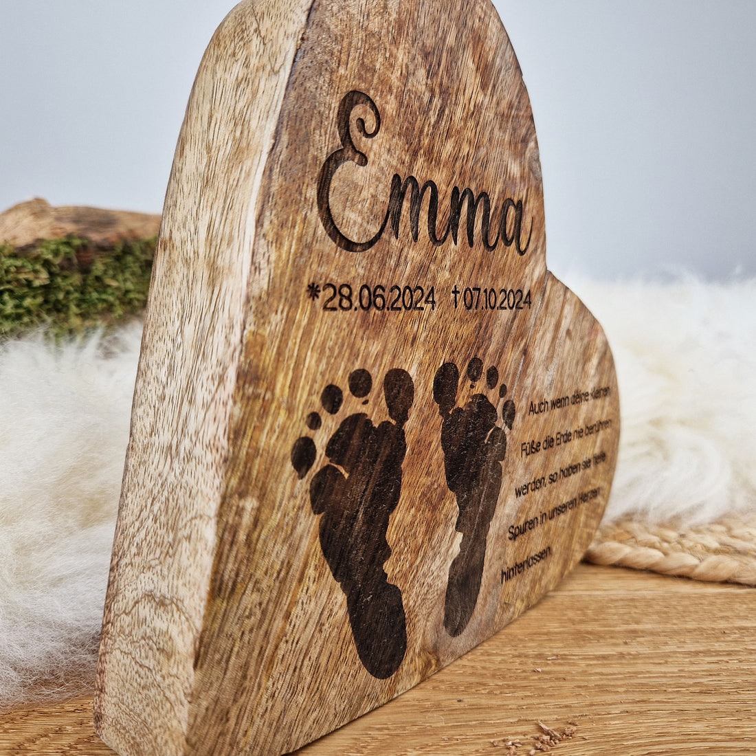 Großes, personalisiertes Holz Herz, Sternenkind Geschenk, Kondolenz, Anteilnahme, personalisiertes Geschenk,  Erinnerung, Frühchen, Frühgeburt (Kopie)