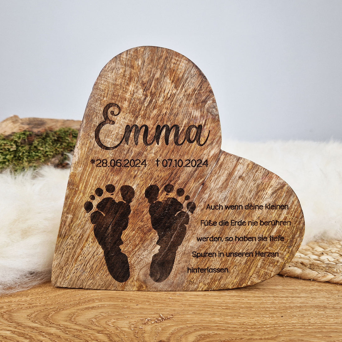 Großes, personalisiertes Holz Herz, Sternenkind Geschenk, Kondolenz, Anteilnahme, personalisiertes Geschenk,  Erinnerung, Frühchen, Frühgeburt (Kopie)