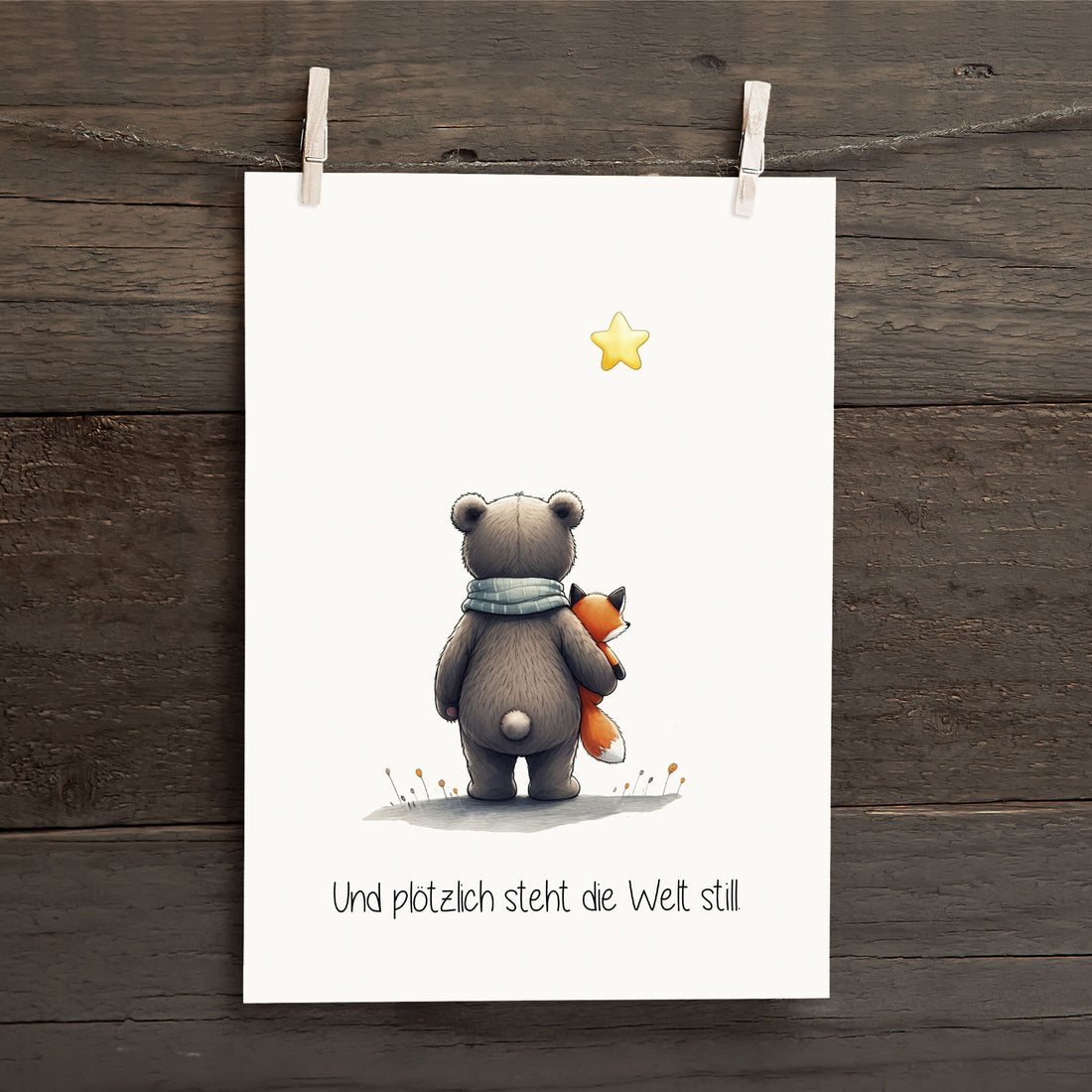 Karte Sternenkind &quot;und plötzlich steht die Welt still&quot; Kondolenzkarte / Trauerkarte / Beileidskarte Fehlgeburt Totgeburt