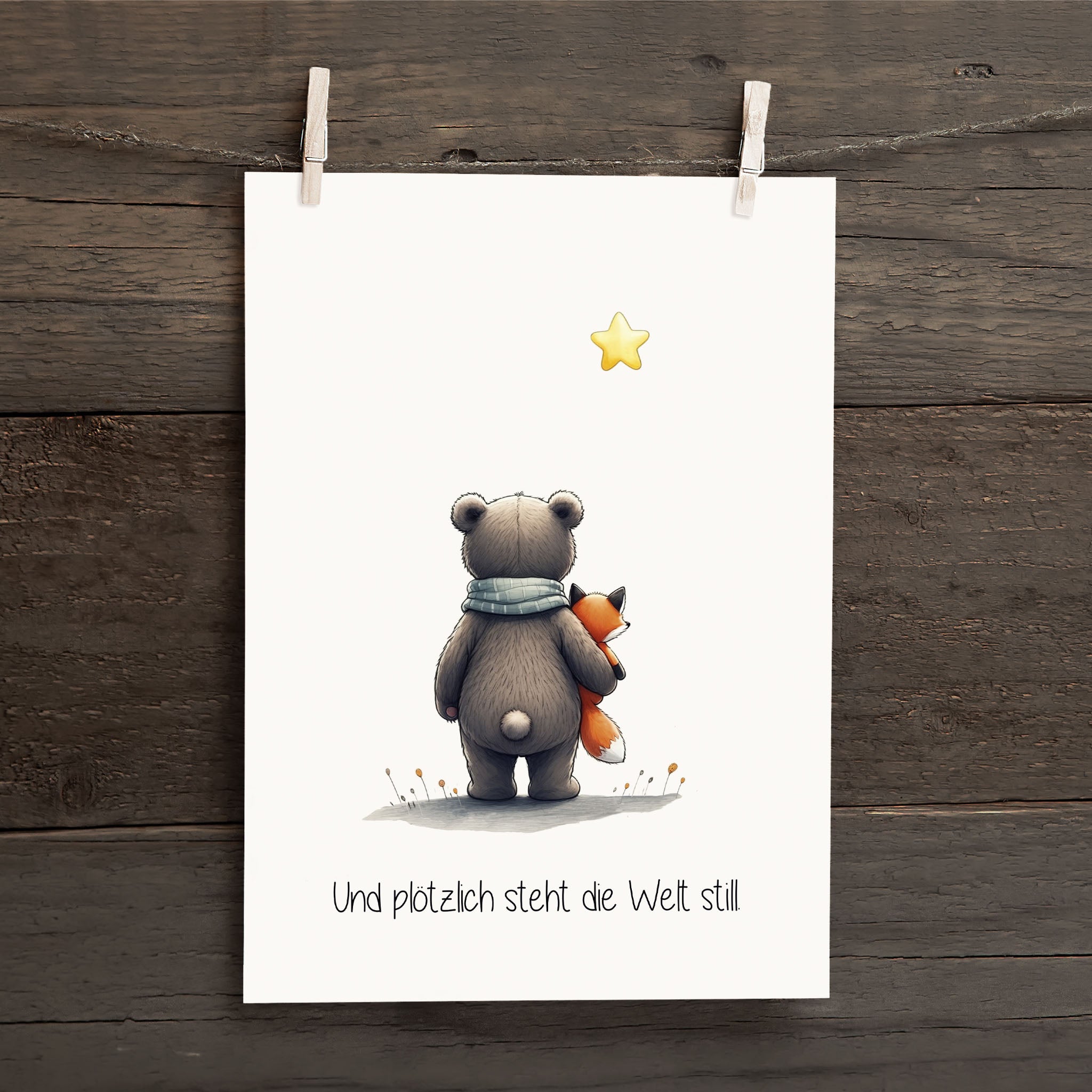 Karte Sternenkind &quot;und plötzlich steht die Welt still&quot; Kondolenzkarte / Trauerkarte / Beileidskarte Fehlgeburt Totgeburt