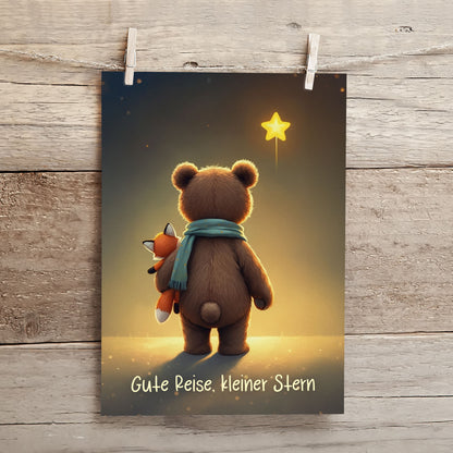 Karte Sternenkind &quot;Gute Reise, kleiner Stern&quot; Kondolenzkarte / Trauerkarte / Beileidskarte Fehlgeburt Totgeburt Sternenkind