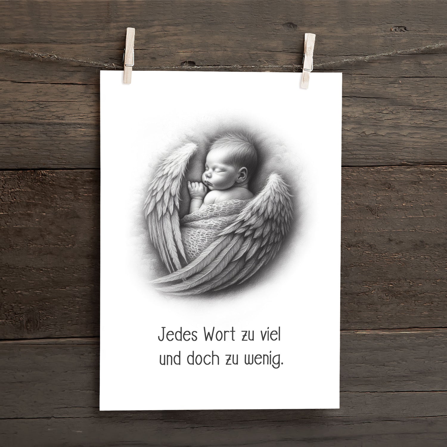 Karte Sternenkind &quot;Jedes Wort zu viel und doch zu wenig&quot; Kondolenzkarte / Trauerkarte / Beileidskarte Fehlgeburt Totgeburt Sternenkind