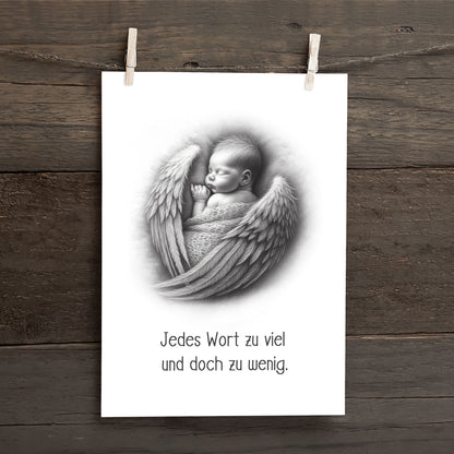 Karte Sternenkind &quot;Jedes Wort zu viel und doch zu wenig&quot; Kondolenzkarte / Trauerkarte / Beileidskarte Fehlgeburt Totgeburt Sternenkind