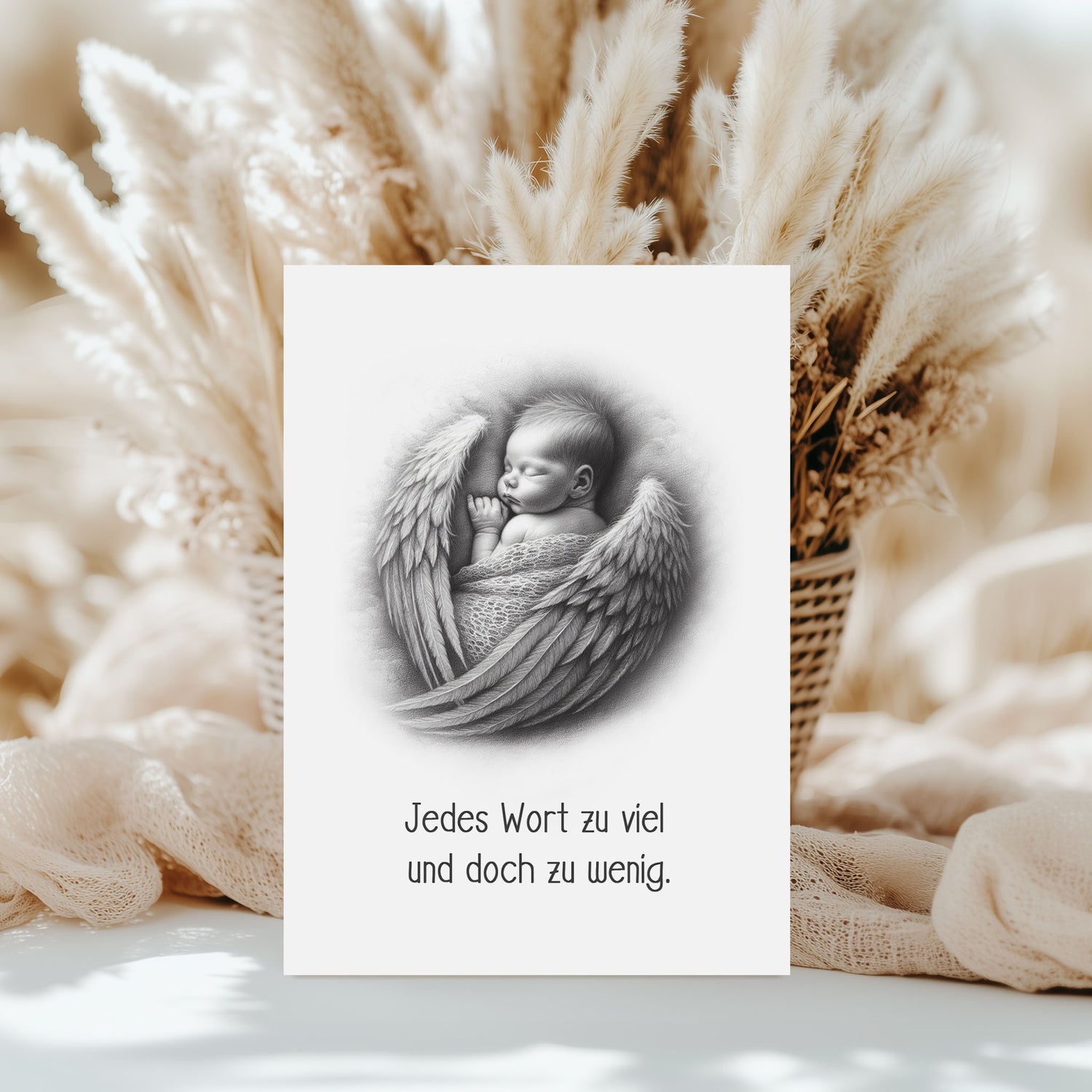 Karte Sternenkind &quot;Jedes Wort zu viel und doch zu wenig&quot; Kondolenzkarte / Trauerkarte / Beileidskarte Fehlgeburt Totgeburt Sternenkind
