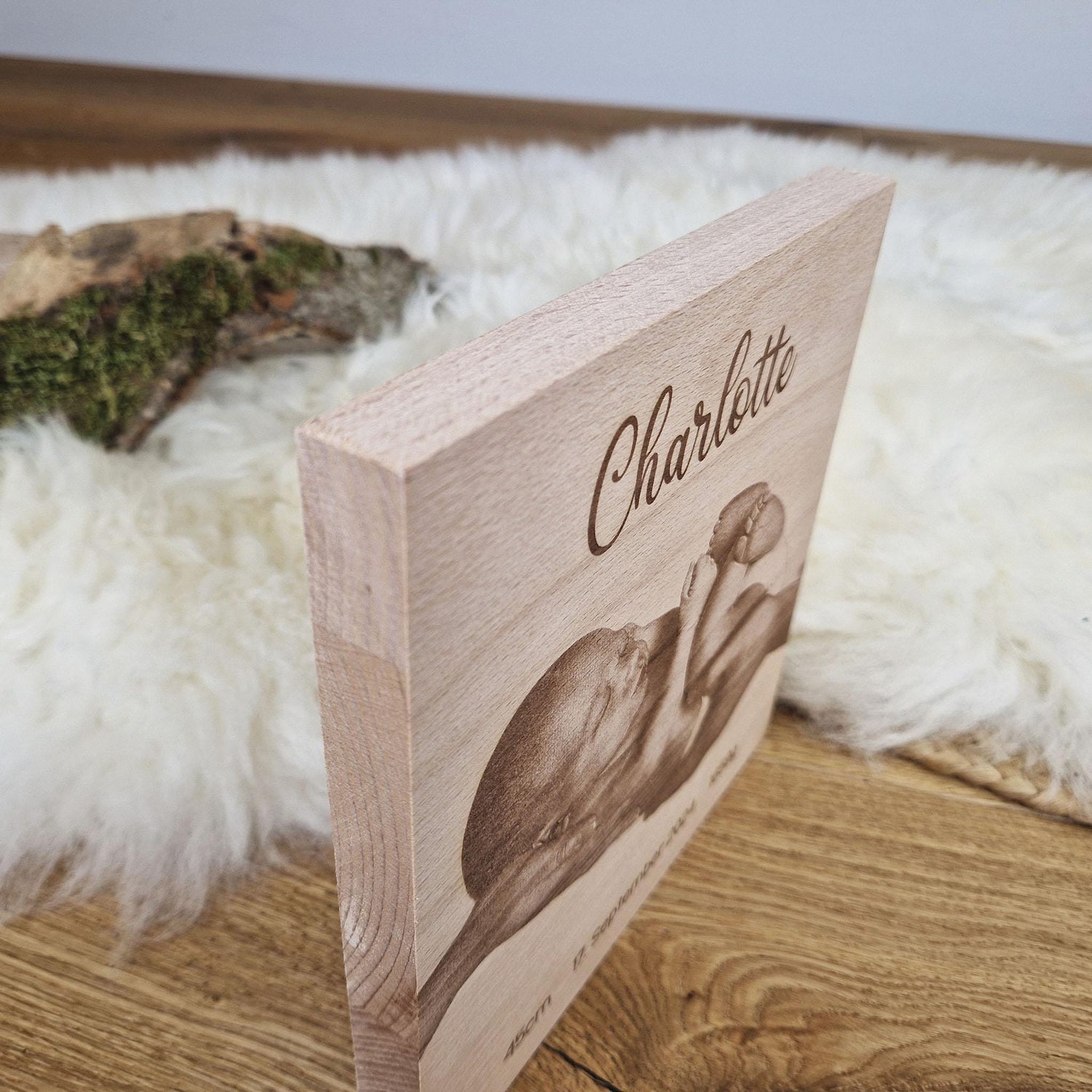 Personalisiertes Fotogravur Holzbild / Fotobild, Babygeschenk, Holzgravur als Fotogeschenk, Personalisiertes Geschenk, Geschenk zur Geburt