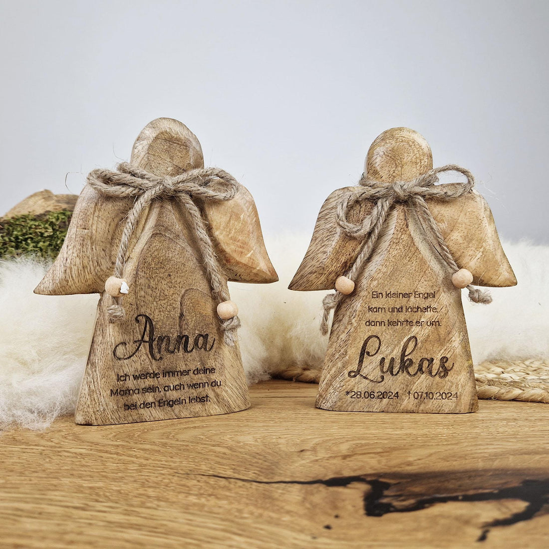 Personalisierter Holz Engel, Schutzengel, Trauer Deko, Geschenk bei Trauer, Anteilnahme, Kondolenz, Sternenkind, Trauergeschenk Fehlgeburt