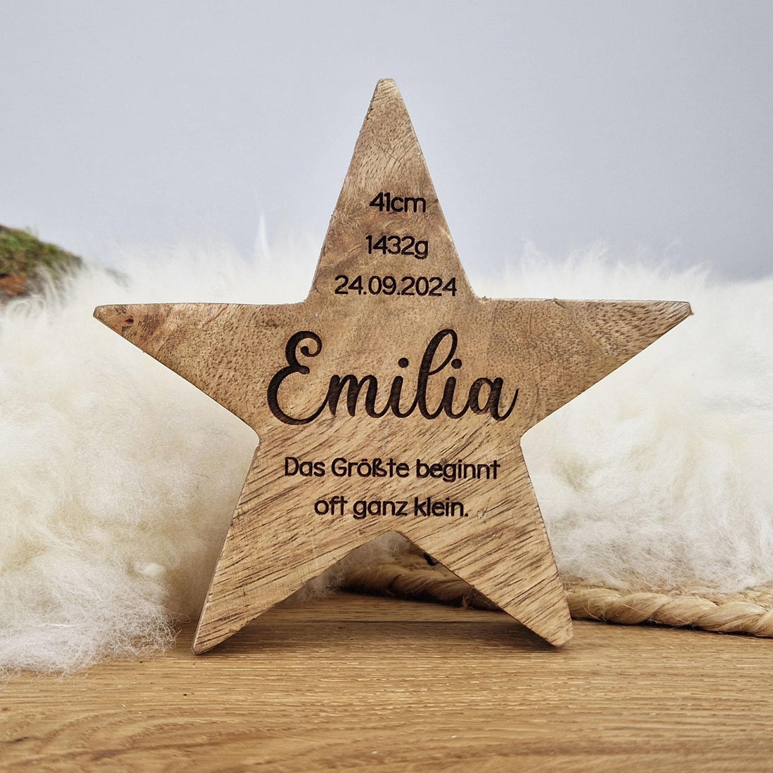 Personalisierter Holz Stern, Geschenk zur Geburt, Babygeschenk, personalisiertes Geschenk, Taufe, Erinnerung, Frühchen, Frühgeburt