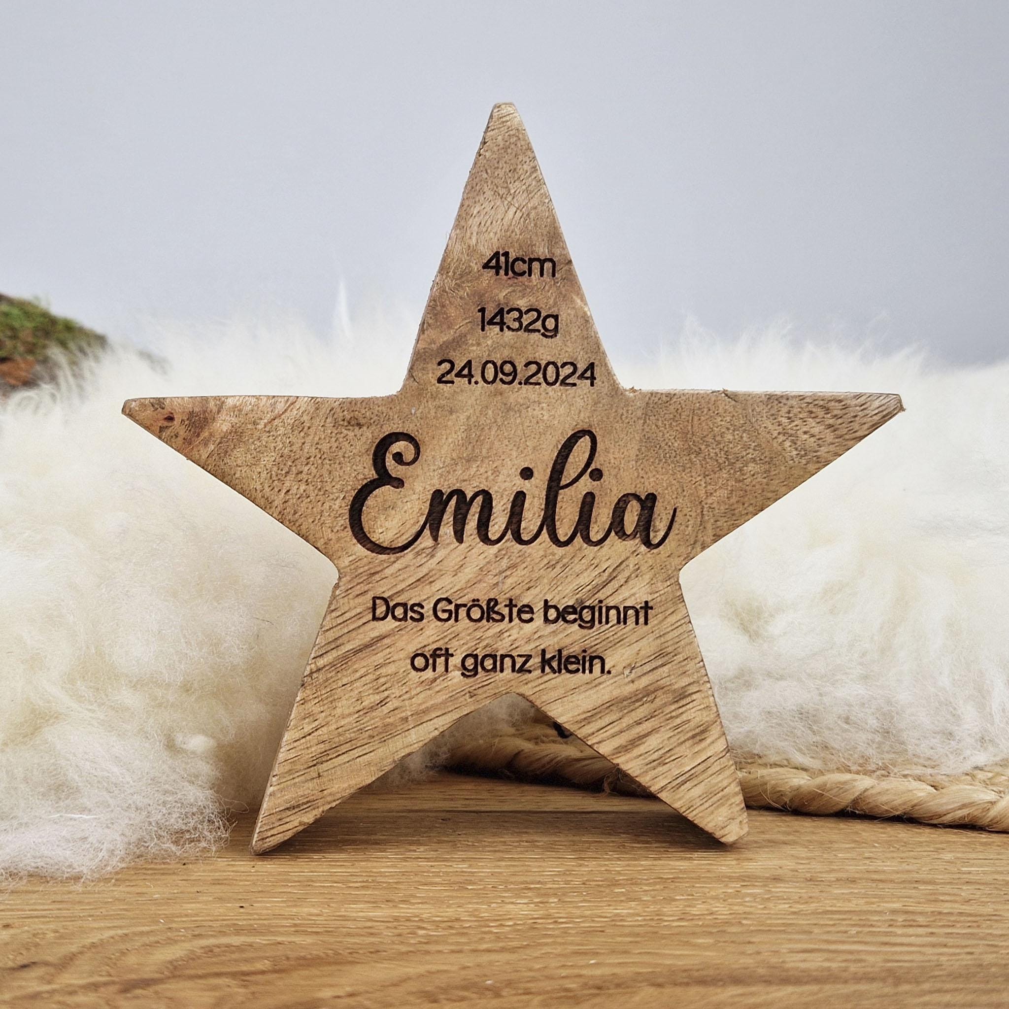 Personalisierter Holz Stern, Geschenk zur Geburt, Babygeschenk, personalisiertes Geschenk, Taufe, Erinnerung, Frühchen, Frühgeburt