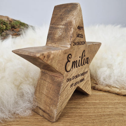Personalisierter Holz Stern, Geschenk zur Geburt, Babygeschenk, personalisiertes Geschenk, Taufe, Erinnerung, Frühchen, Frühgeburt