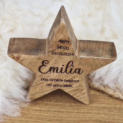 Personalisierter Holz Stern, Geschenk zur Geburt, Babygeschenk, personalisiertes Geschenk, Taufe, Erinnerung, Frühchen, Frühgeburt