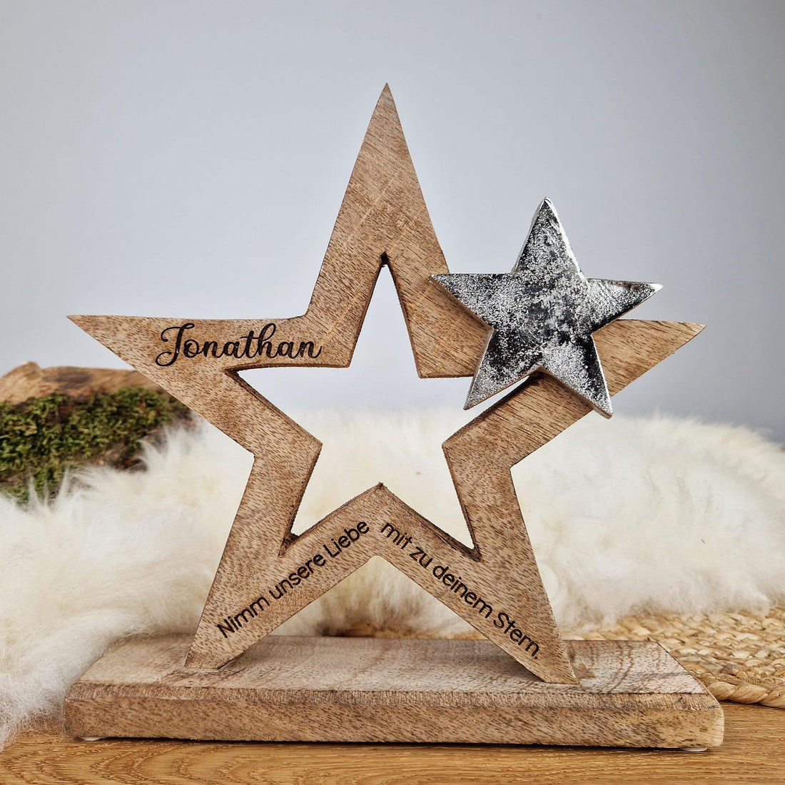 Großer personalisierter Holz Stern, Sternenkind Geschenk, Kondolenz, Anteilnahme, personalisiertes Geschenk,  Frühchen, Geschenk Geburt