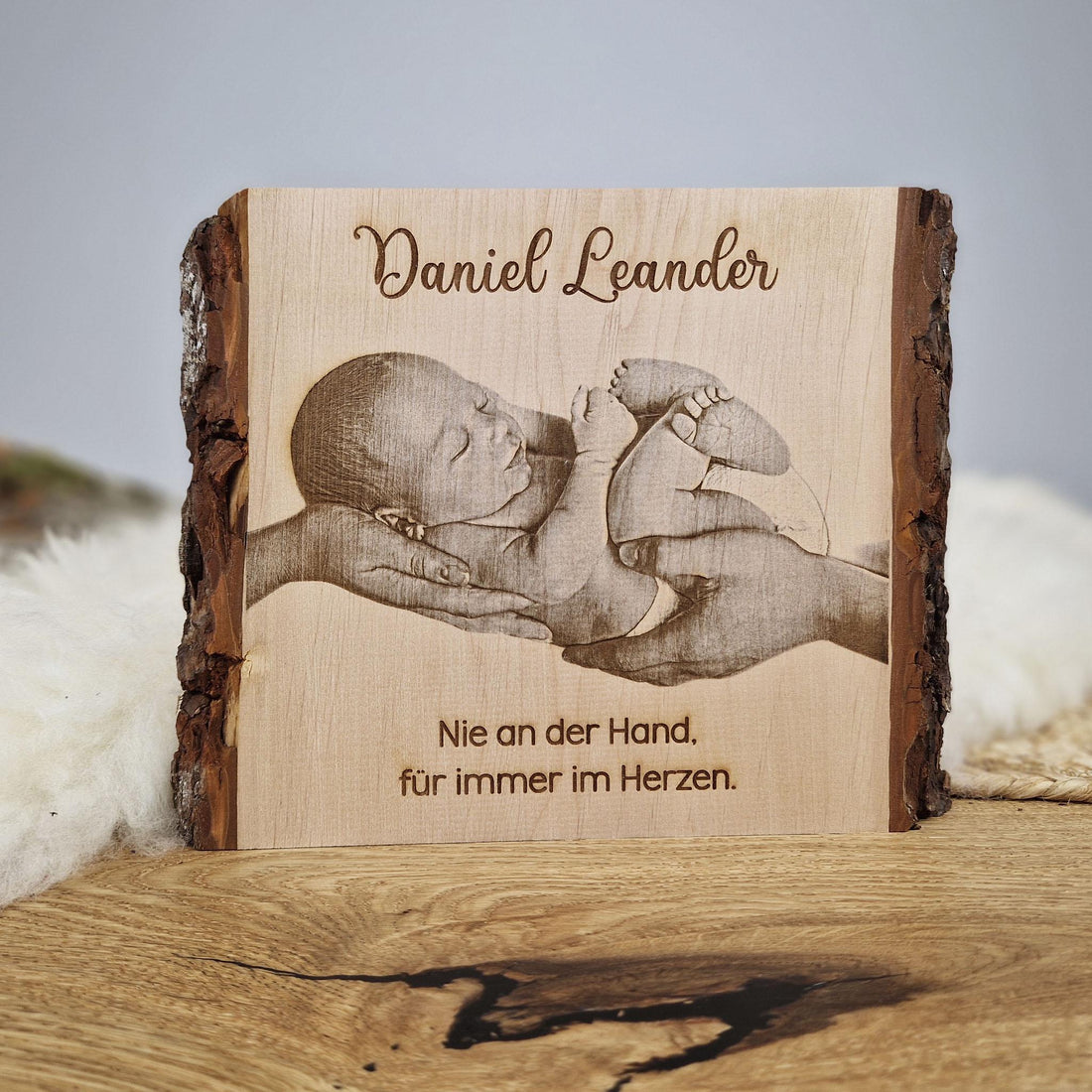 Personalisiertes Fotogravur Holzbild / Fotobild, Sternenkind Erinnerung, Holzgravur als Wanddeko / Fotogeschenk, Frühchen, Geschenk