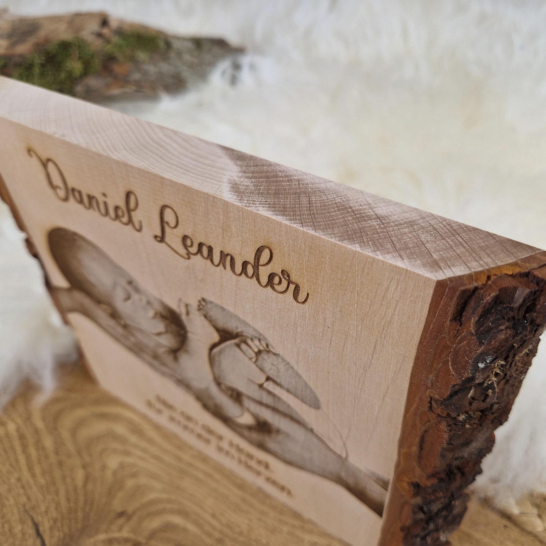Personalisiertes Fotogravur Holzbild / Fotobild, Sternenkind Erinnerung, Holzgravur als Wanddeko / Fotogeschenk, Frühchen, Geschenk