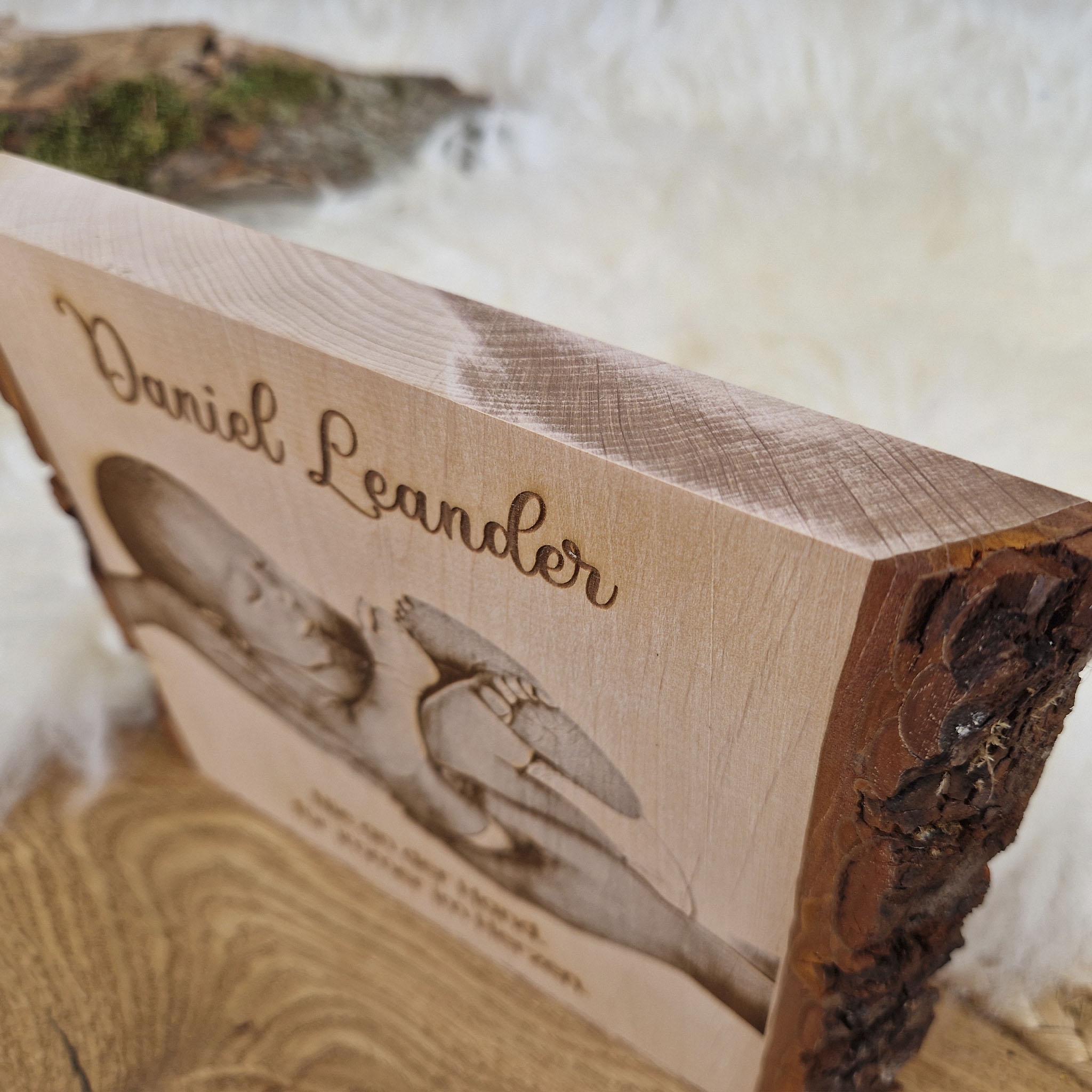 Personalisiertes Fotogravur Holzbild / Fotobild, Sternenkind Erinnerung, Holzgravur als Wanddeko / Fotogeschenk, Frühchen, Geschenk