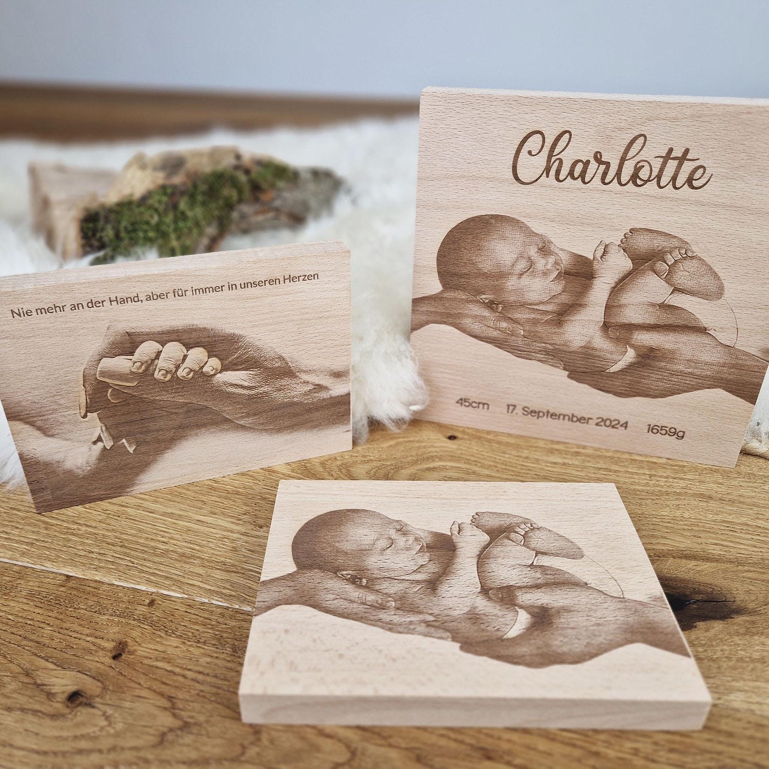 Personalisiertes Fotogravur Holzbild / Fotobild, Babygeschenk, Holzgravur als Fotogeschenk, Personalisiertes Geschenk, Geschenk zur Geburt