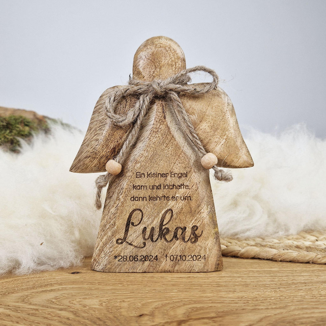 Personalisierter Holz Engel, Schutzengel, Trauer Deko, Geschenk bei Trauer, Anteilnahme, Kondolenz, Sternenkind, Trauergeschenk Fehlgeburt