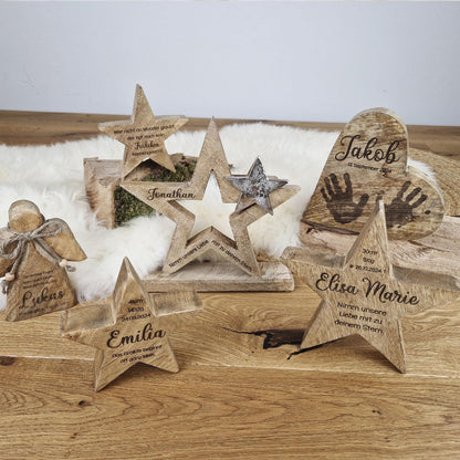 Personalisierter Holz Stern, Sternenkind Geschenk, Kondolenz, Anteilnahme, personalisiertes Geschenk,  Erinnerung, Frühchen, Frühgeburt