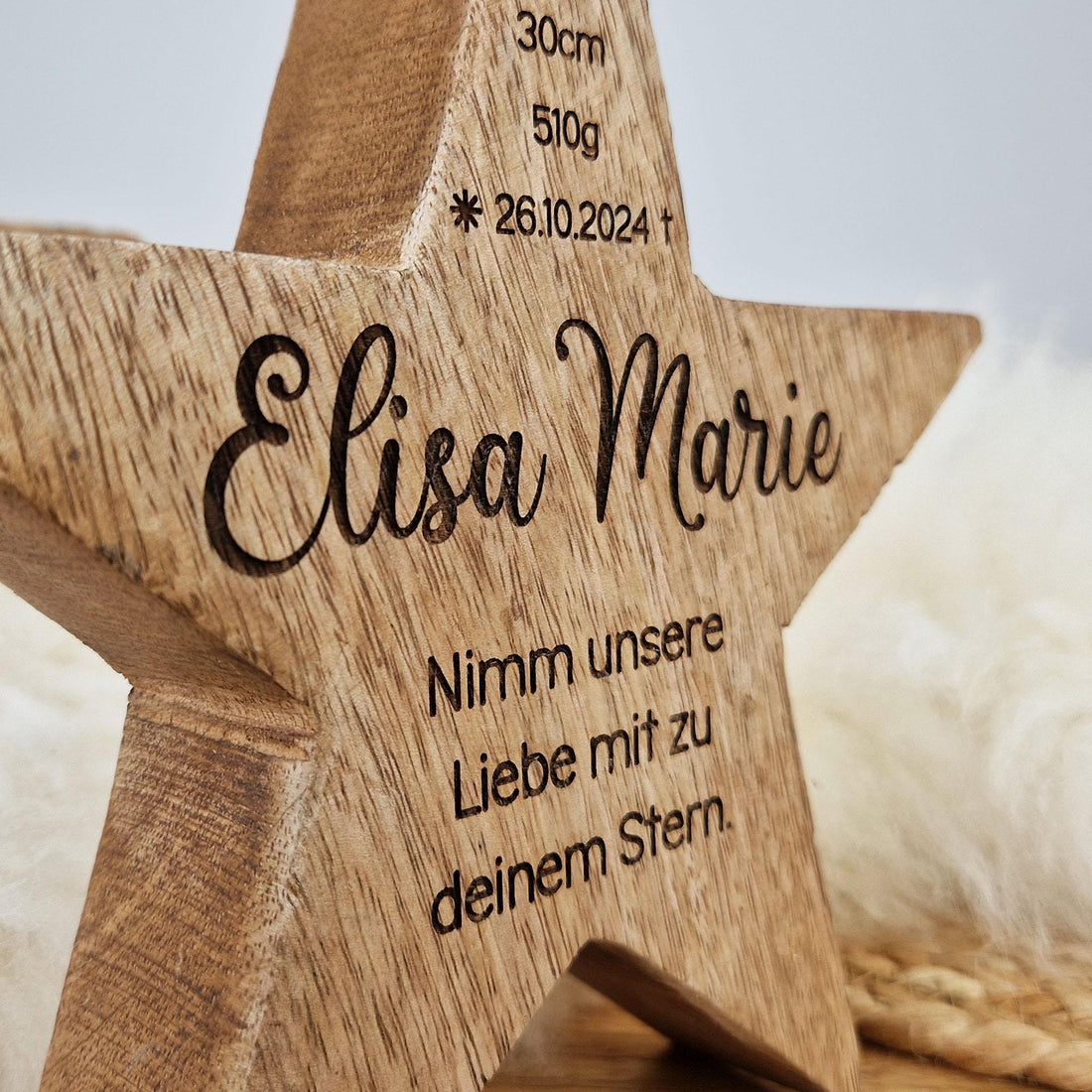 Großer personalisierter Holz Stern, Sternenkind Geschenk, Kondolenz, Anteilnahme, personalisiertes Geschenk,  Frühchen, Geschenk Geburt