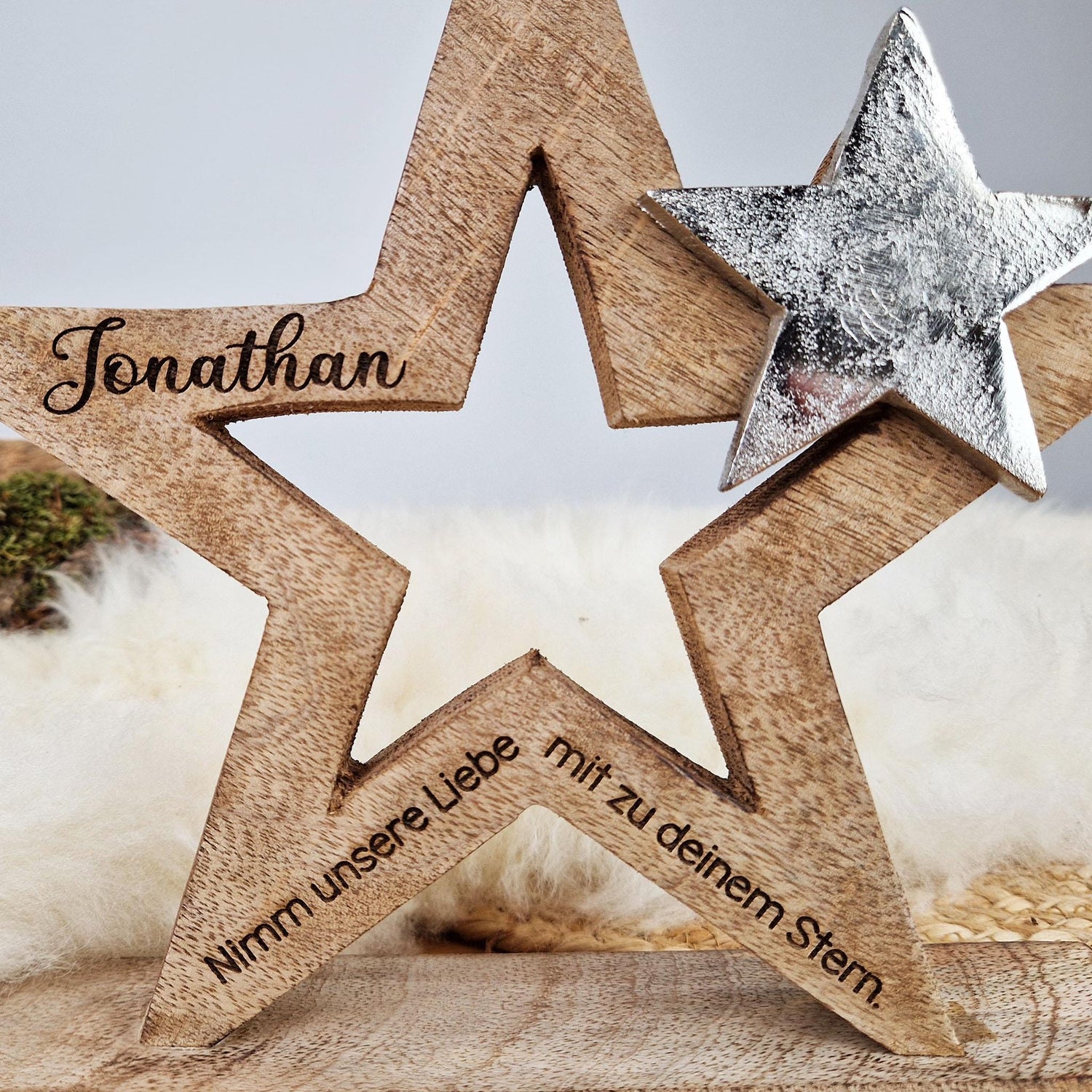 Großer personalisierter Holz Stern, Sternenkind Geschenk, Kondolenz, Anteilnahme, personalisiertes Geschenk,  Frühchen, Geschenk Geburt