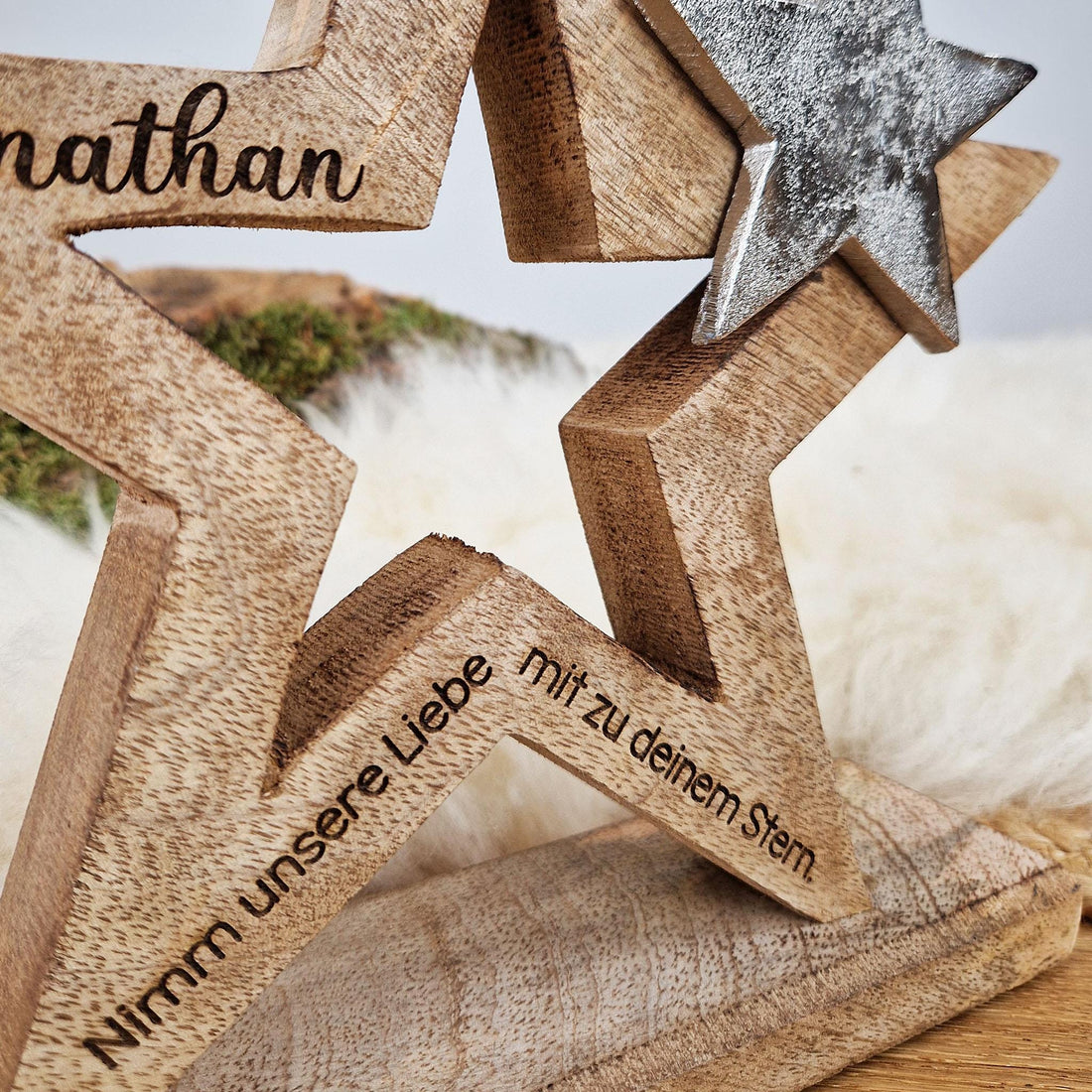 Großer personalisierter Holz Stern, Sternenkind Geschenk, Kondolenz, Anteilnahme, personalisiertes Geschenk,  Frühchen, Geschenk Geburt